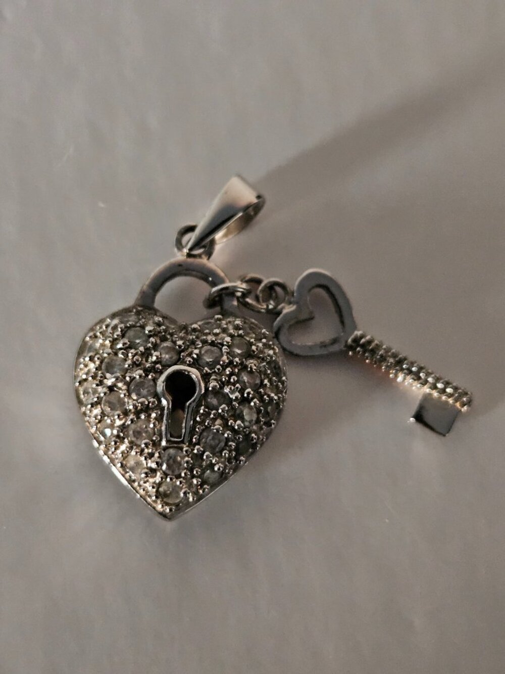 Vintage 925 Heart and Key Lock Design Pendant